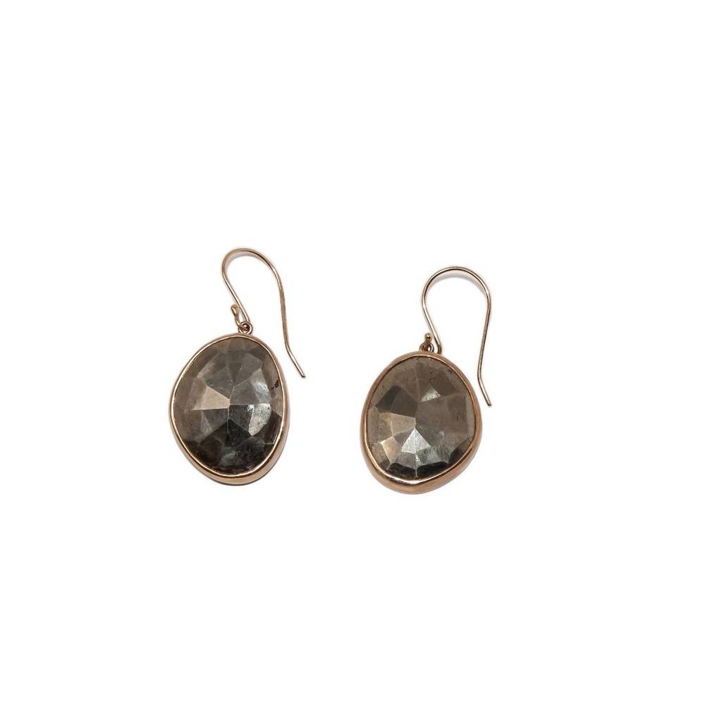 NEW JAMIE JOSEPH women's 14k sterling silver pyrite earrings in gold